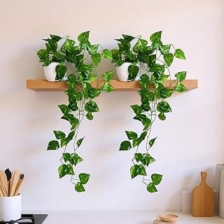 fancymart Pack of 2 Artificial Vine Plants with Small Pot (45 cm) – Natural Touch & Feel Hanging/Falling Greenery for Home & Office Décor