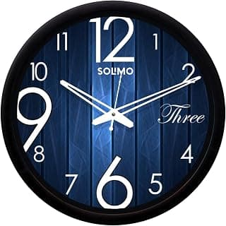 Amazon Brand - Solimo Plastic 12-inch Designer Wall Clock (Silent Movement, Black Frame)