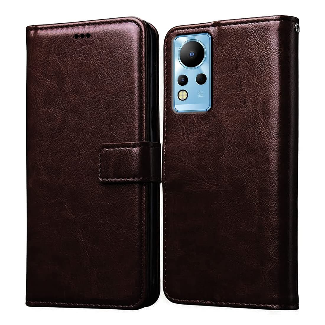 Amazon Brand - Solimo Flip Leather Mobile Cover (Soft, Flexible & Kickstand Back case) Compatible for Infinix Note 12 4G (Coffee)