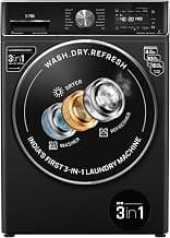 IFB 8.5 Kg / 6.5 Kg / 2.5 Kg 5 Star, Front Load 3-In-1, AI Powered, Fully Automatic Washer Dryer Refresh (2023 Model, Laundrimagic, Executive ZXB, 9 Swirl Wash, Eco Inverter Technology, Black)