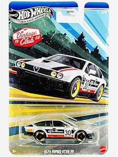 Hot Wheels 1:64 Scale Toy Car, Die-Cast Vintage Alfa Romeo with Exclusive Wheels & Themed Packaging, Vintage Grand Prix, for Play or Display