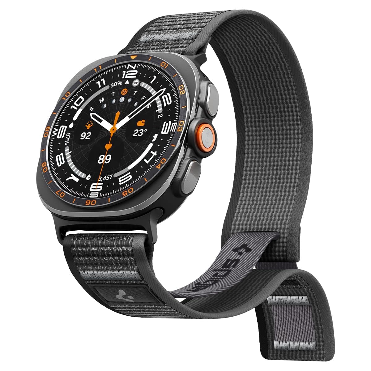 Spigen Athlex Air Strap for Samsung Watch Ultra1/2, Active Black Gray | Flexible, Breathable, Secure Fit, Lightweight, Adjustable Strap, Nylon