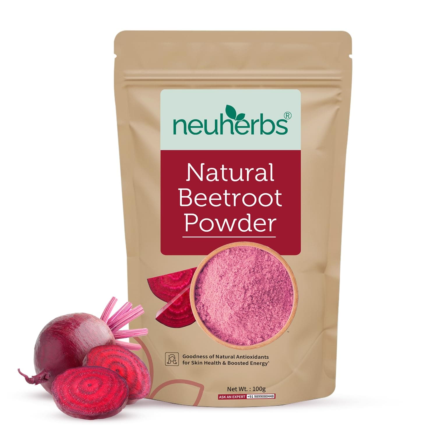 Neuherbs Beetroot Powder 100g | Natural Face Pack for Glowing Skin & Hair Care | Rich in Antioxidants for Energy & Daily Wellness | 100% Pure & Additive Free