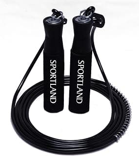 Sportland Adjustable Skipping Rope for Gym Training and Workout (Black)