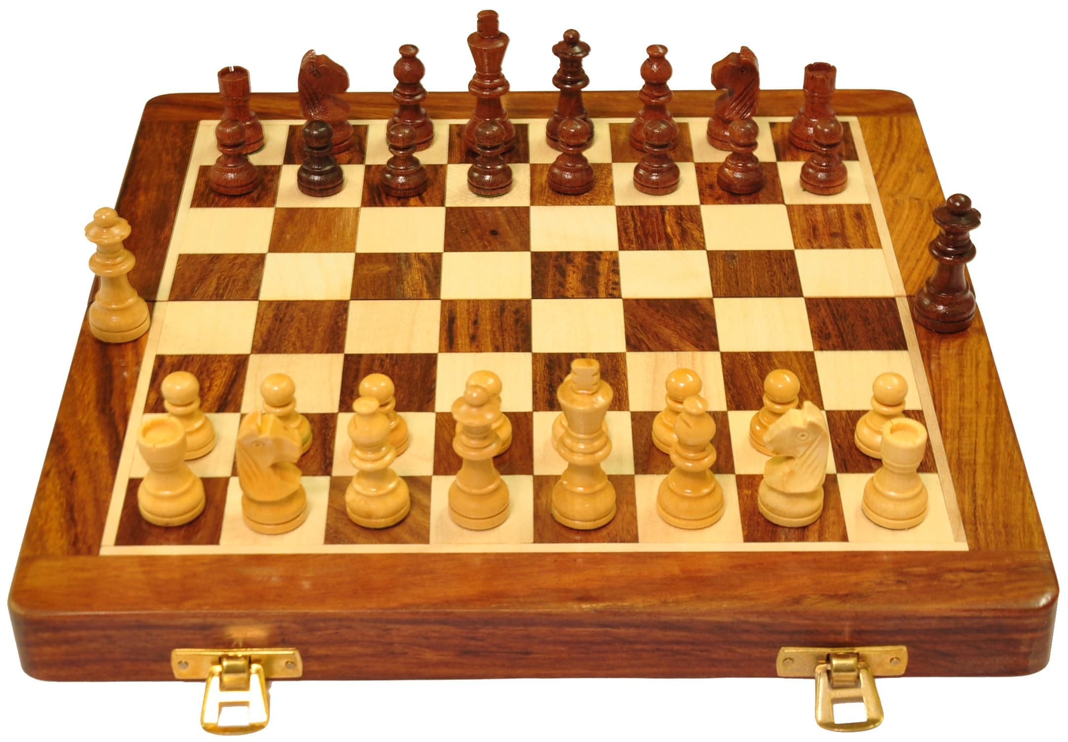 PALM ROYAL HANDICRAFTS 12 Inches Wooden Handmade Foldable Magnetic Chess Board Set with Magnetic Pieces and Extra Queens for 2 Players for Kids and Adults (12x12 Inches, Brown)