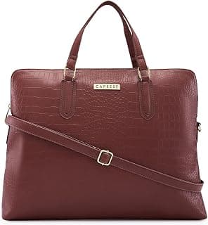 Caprese Flix Medium 16 Inch Laptop Bag for Women | Stylish 9L Business Handbag with Smart Sleeve & Back Zipper Pocket | Adjustable & Detachable Strap for Office Use
