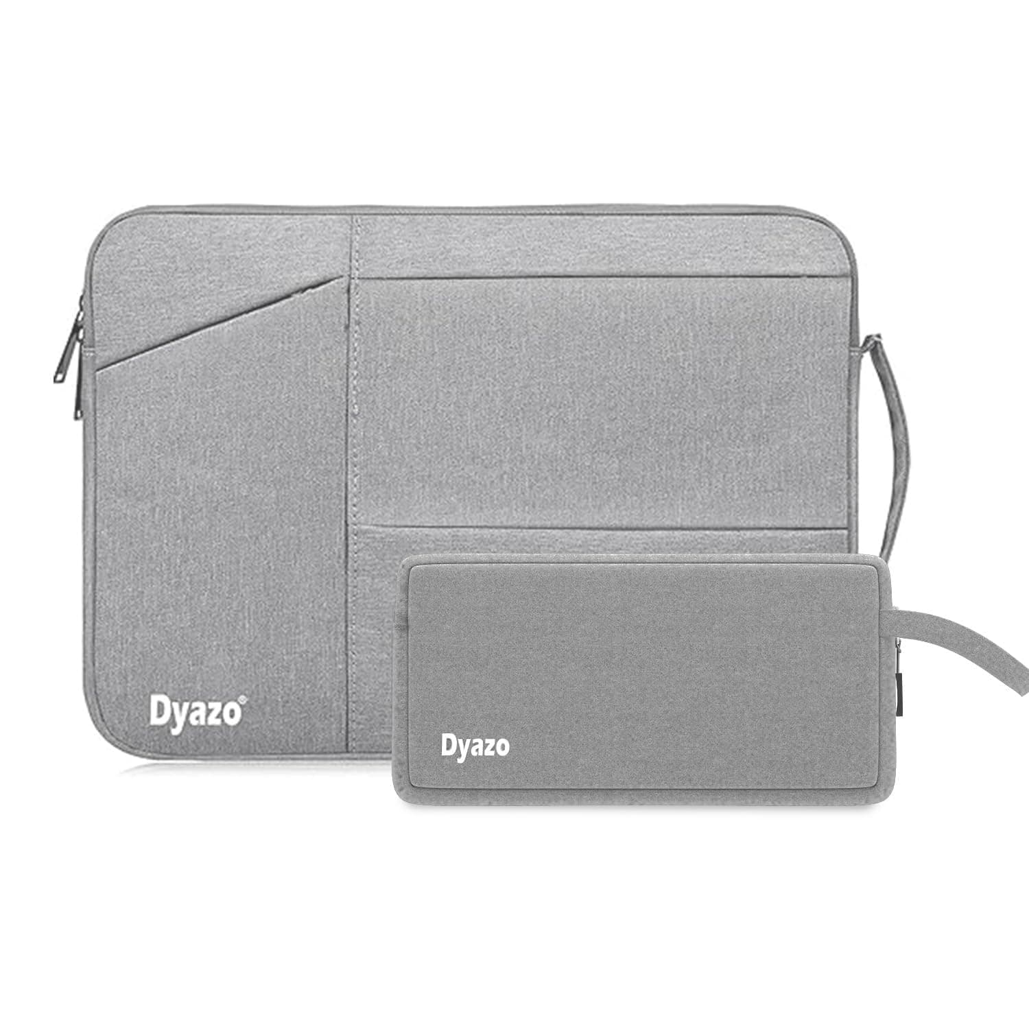 Dyazo 13-13.3 Inch Laptop Sleeve Case with Handle & Three Front Accessories Pockets and Charger Pouch | Compatible for MacBook Air/Pro 14/ M2/M1, HP Envy 13, Chromebook and All Other Notebooks (Grey)