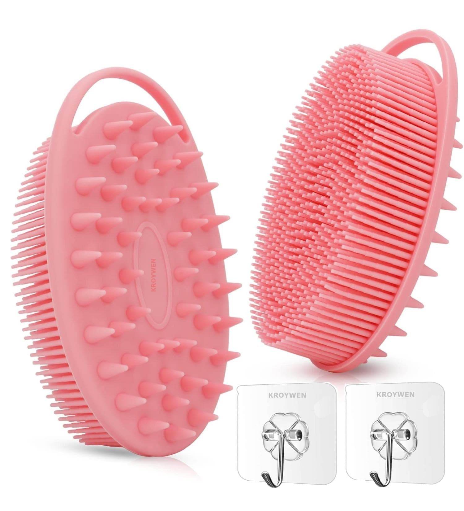 Ultra Soft Primum 2-in-1 Body & Shampoo Brush, Exfoliating Silicone Bath Scrubber, Premium Silicone Loofah, Scalp Massager, Super-Exfoliating & Lathering Body Scrubber, Shower Brush | BPA-Free | for Women and Men (With A Free Hook 2-pic) (PACK OF 2-pic)