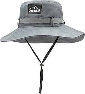 Boldfit UPF 50+ Sun Hats for Men - Wide Brim Summer Cap with UV Protection, Lightweight & Breathable Mesh, Adjustable Chin Strap - Bucket Hat for Trekking, Hiking, Fishing, Beach & Outdoor Travel