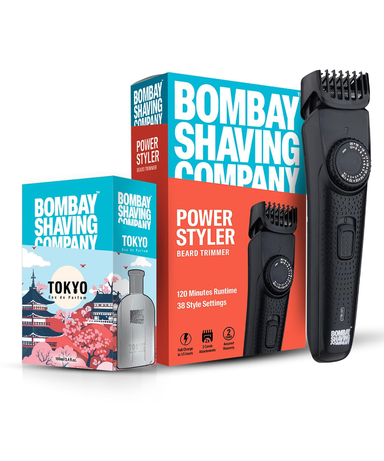 Bombay Shaving Co Trimmer Men, 2X Fast Charging, 2 Yr Warranty, 80Min runtime, Hair Trimmer, Shaving Machine, Cordless Beard, 38 length Settings, Flash USB Cable fast Charging (With Men’s Fragrance worth Rs. 795/- FREE)