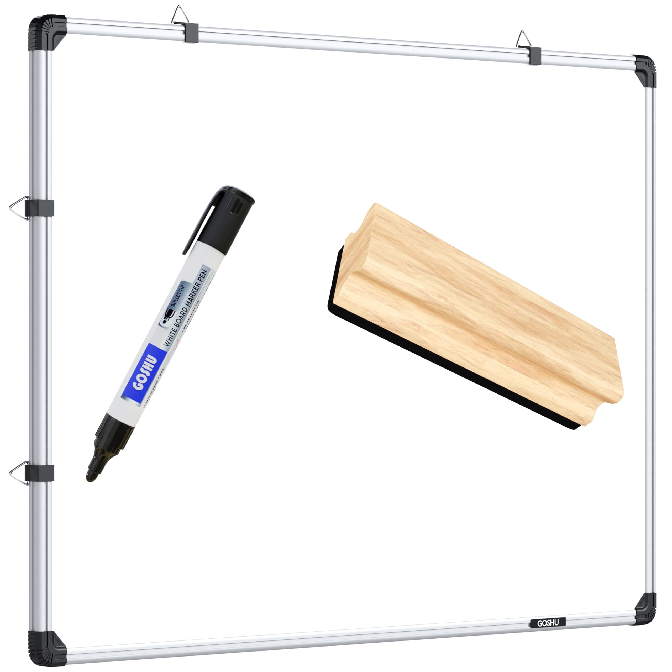 GOSHU White Board 6 feet x4 feet Double Sided Teaching Boards Both Side 6x4 ft. Writing Boards, One Side WhiteBoard & Reverse Side Chalkboard Surface with Whiteboard Marker and Wooden Duster
