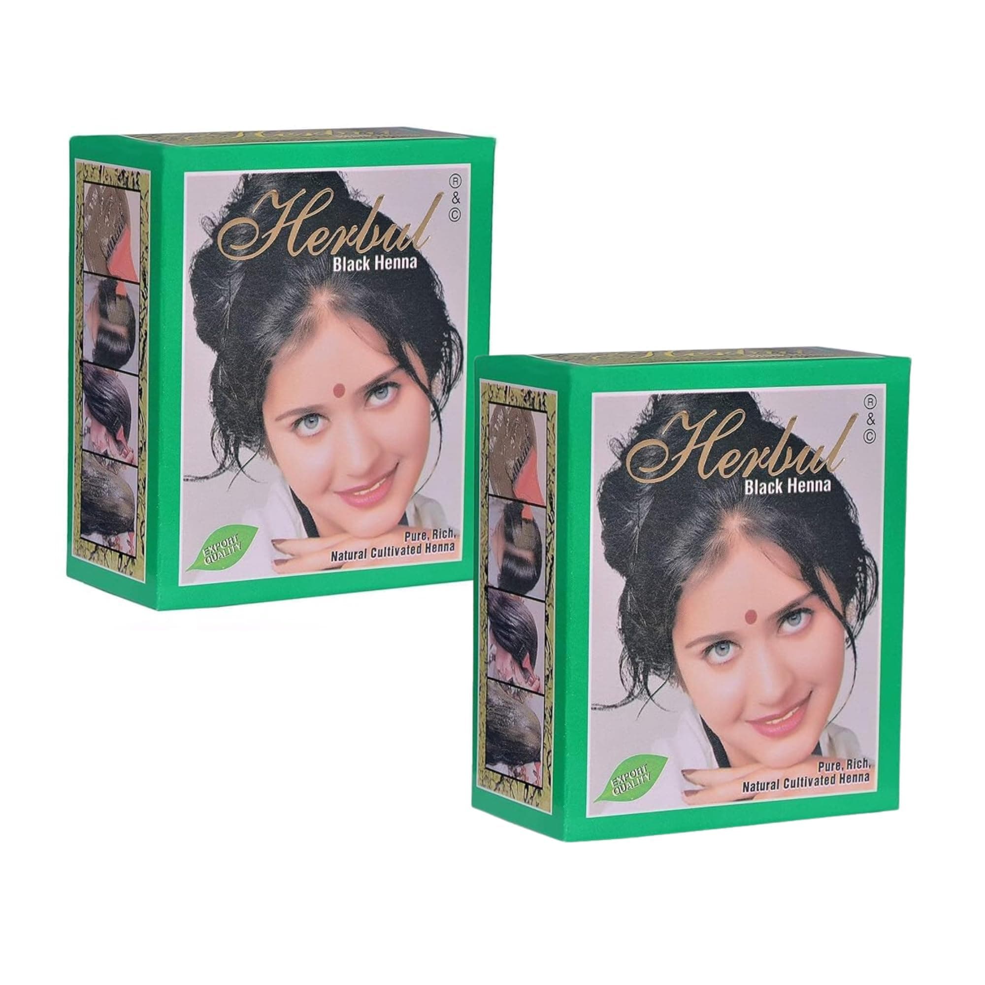 Herbul Black Henna Powder for HairPack of 2 Natural, Rich Black Color (Mehndi), Ammonia-Free, Nourishes & Strengthens Hair, Easy to Use Multi-Pack