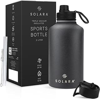 SOLARA Insulated Water Bottle 2000ml, Hot Water Bottle, Thermosteel Water Bottles for Travel, Home, Office, School, Gym, Adults, Water Bottle Hot and Cold, Sipper Bottle, Black Knight