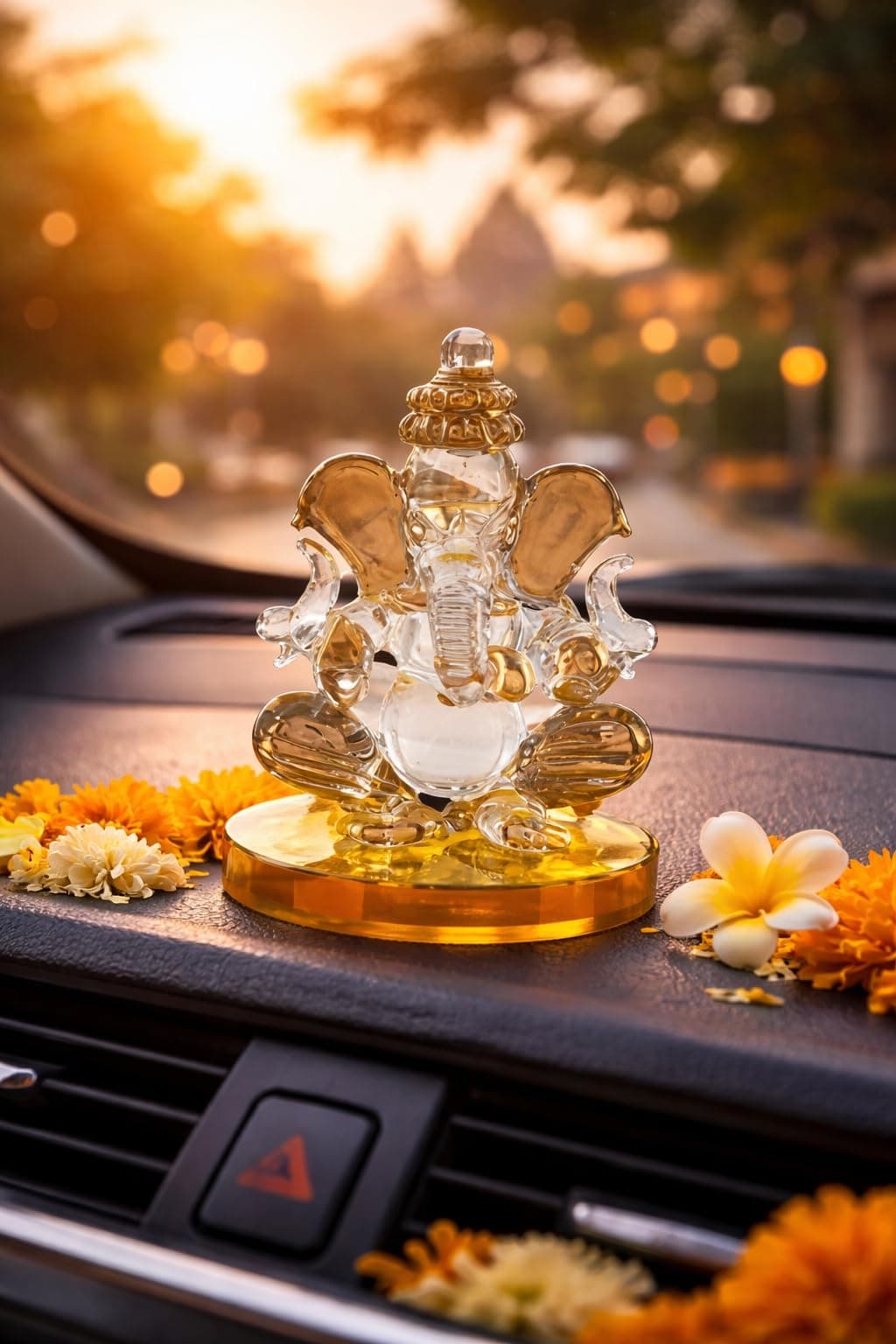 Khamma Ghanni Handicraft Crystal Double face Ganesha Statue for Home Temple Decoration I Ganesh Idol for car Dashboard I Ganesha Statue I Ganesh ji murti I Ganesh Idol I Ganesh chaturthi Decoration