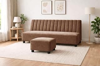 Rosebell Sofa with Ottoman Combo 3 Seater Sofa Set & Matching Footrest for Living Room,Office, & Bedroom - Brown-Color