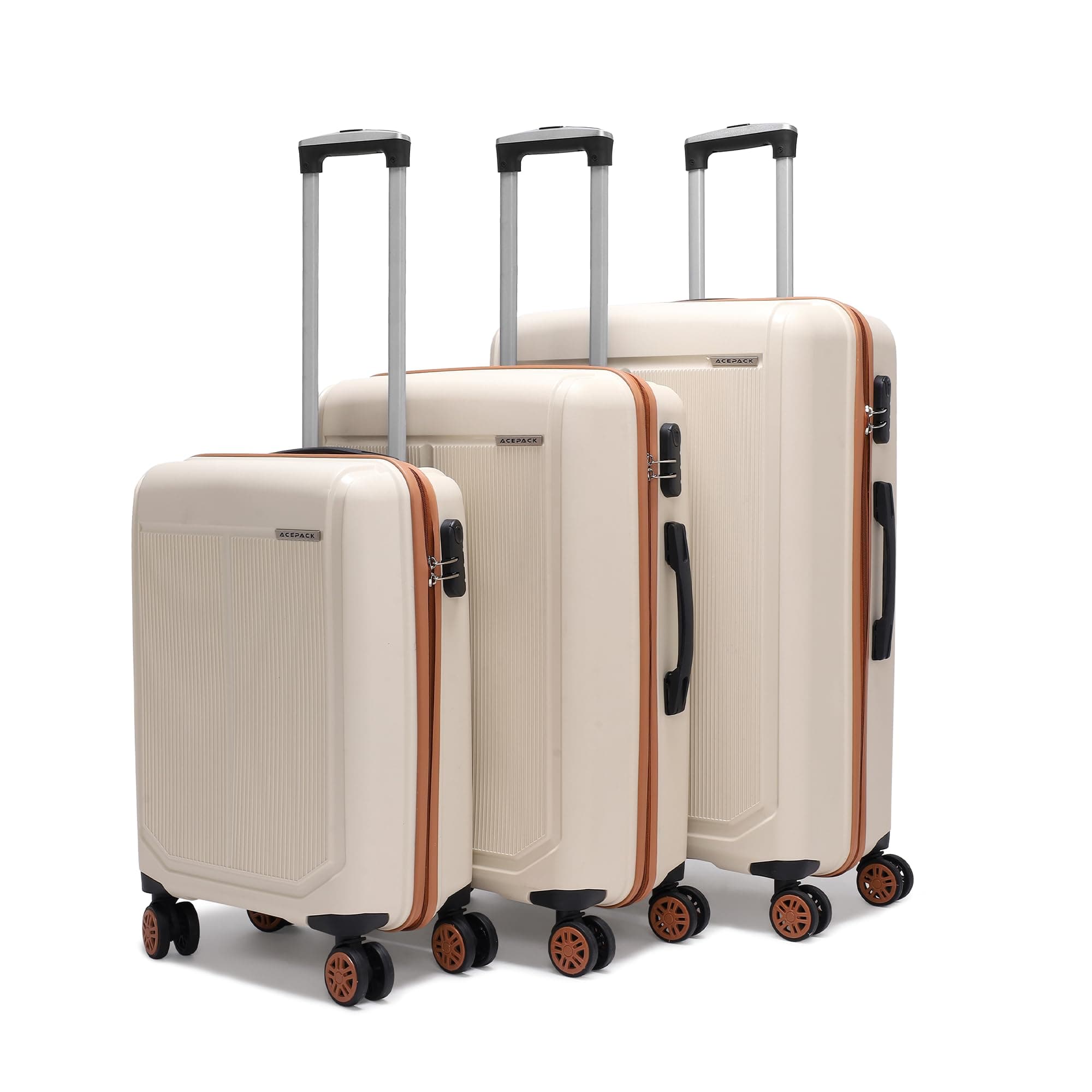 ACEPACK by Verage Megatron Pro Hard Side Polypropylene Luggage Set of 3 | Lightweight Unbreakable Suitcase Set with 360° Silent Spinner Wheels, Number Lock & Telescopic Handle