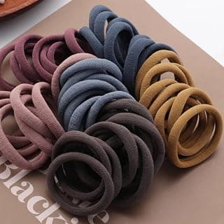 Elina Dark Colors Ponytail Holders Hair Ties Rubber Bands for School Girls, Women Cotton Soft for Thick Elastic Scrunchie Non-slip Stretchable Head Elastic (Pack of 30)