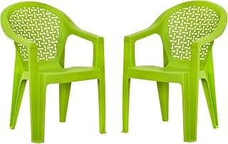 Nilkamal Comfy Plastic Chair for Home/Office/Study/Garden/Balcony/Indoor & Outdoor - Set of 2 Pcs Chair (Green-LSG)