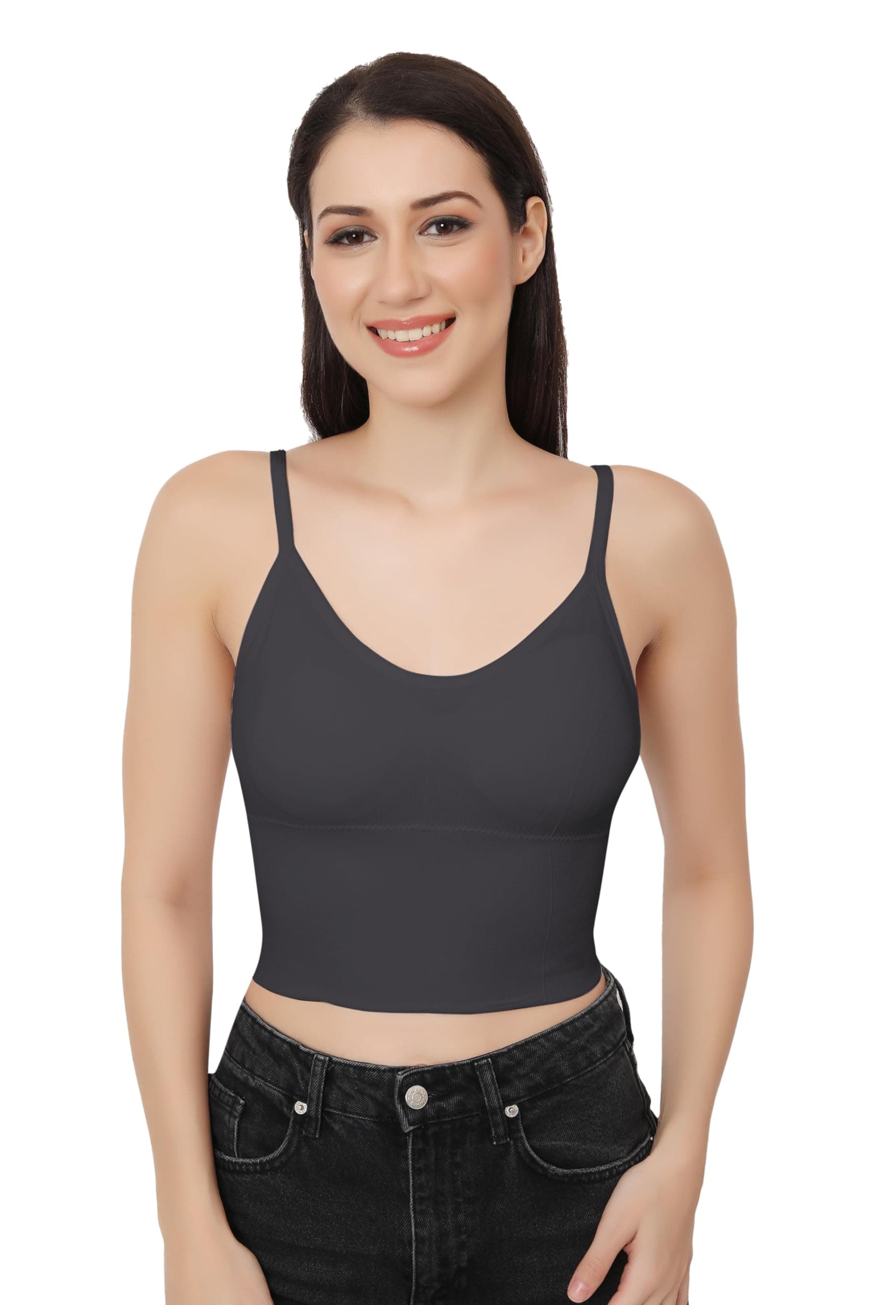 Fabluk® Women's Strappy Stretch Sports Bra Longline Yoga Tank Top Fitness Bra Workout Camisole Crop Tops | Free Size