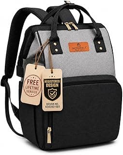 Motherly Motherly Patented Diaper Bag Backpack for Mothers | Waterproof Baby Travel & Maternity Bag | Multiple Compartments, Insulated Bottle Pockets, Warranty | Crown Series Black & Gray