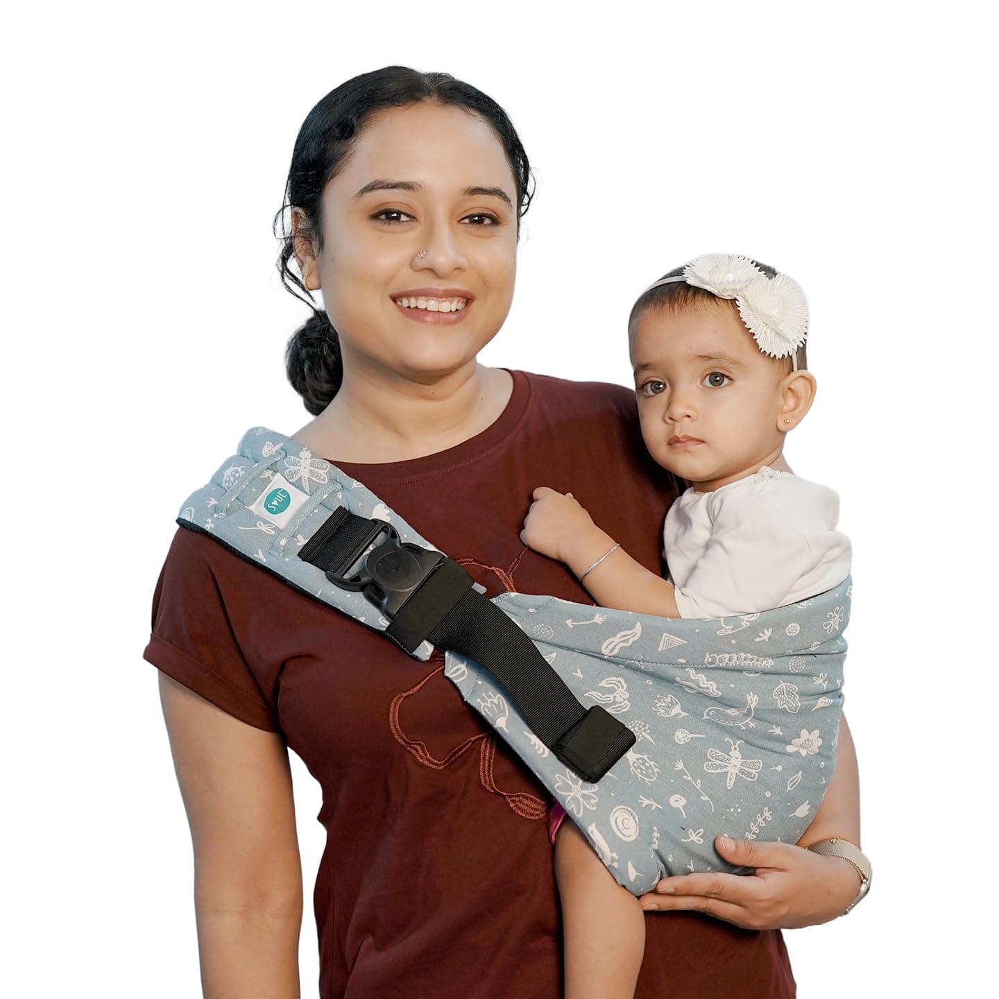 Soulslings Imbu Buckle Hip Sling Baby Carrier -100% Cotton - Frost | Baby Toddler Carrier | Baby Sling Carrier | Lightweight Sling Baby Carrier for Babies & Toddlers | Adjustable for 6 - 30 Months (Upto 20kg)