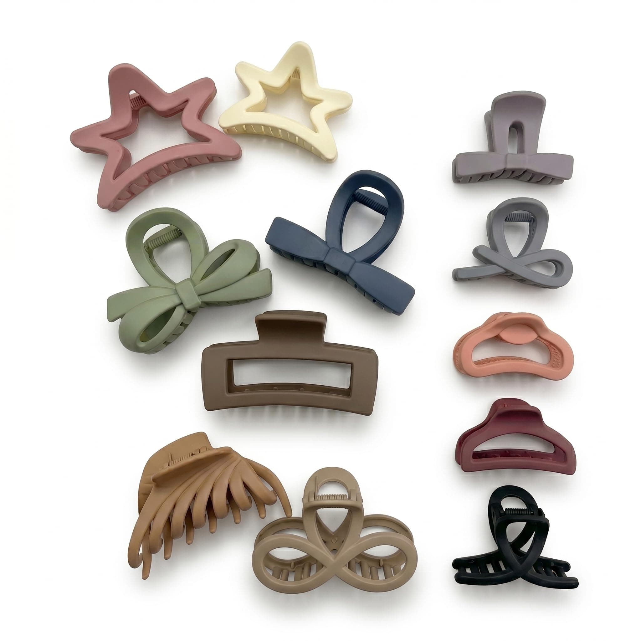 Hair Clutcher for Women Girls, Korean Style Matte Non Slip Strong Hold Clutcher, Pack of 8 (4 Large 4 Small), Hair Accessories for Thick Thin Curly Hair, Neutral Jaw Claw Clips