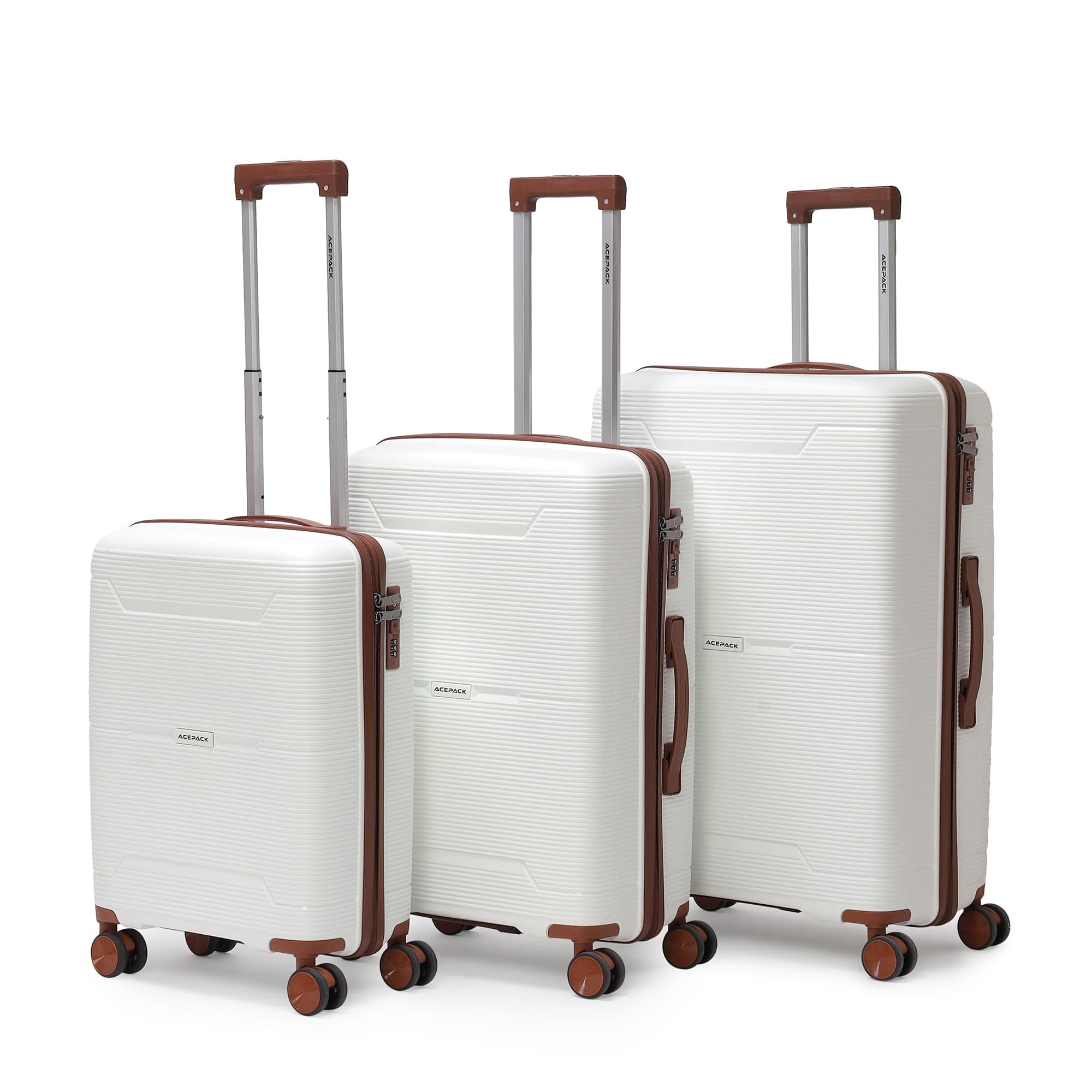 VLITE Columbia Set of 3 (S+M+L) Lightweight Polypropylene Suitcase | Anti-Theft Double Zipper | Built-in Number Lock | Spacious & Durable Luggage | 3-Year Warranty