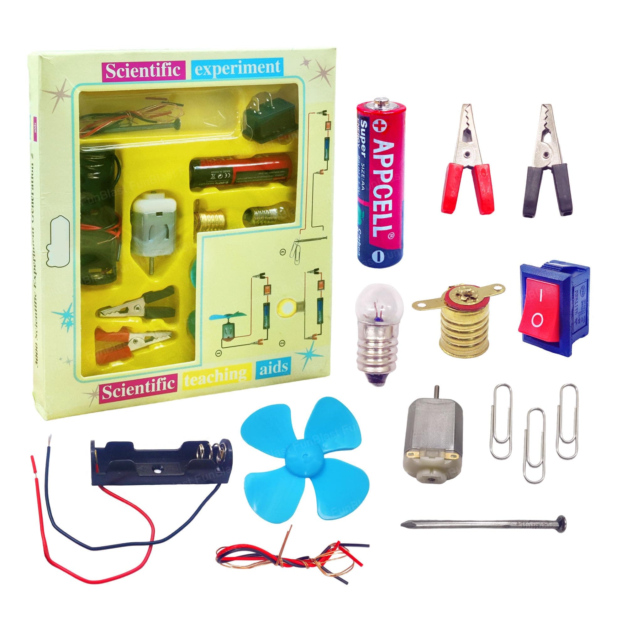 FunBlast Science Experiment Kit – Science Kit for Kids, STEM Kit, Electric Circuit Kit for Students with Motor Fan Toy, DIY Science Kit for Students, Science Experiment Kit - Random Color