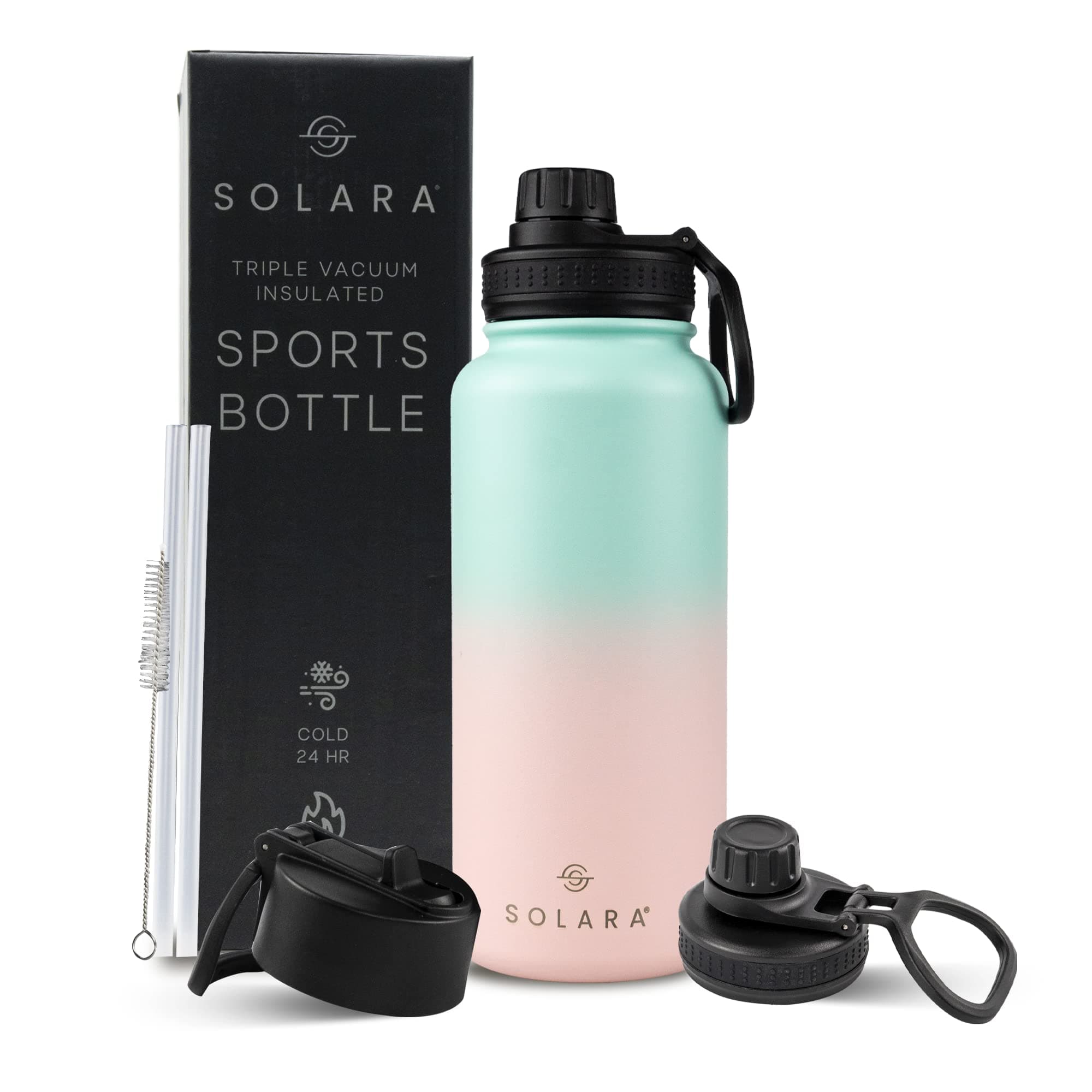 SOLARA Insulated Water Bottle 1 Litre, Hot Water Bottle, 1000ml Thermosteel Water Bottles for Travel, Home, Office, School, Gym, Adults, Water Bottle Hot and Cold, Sipper Bottle, Pink Teal