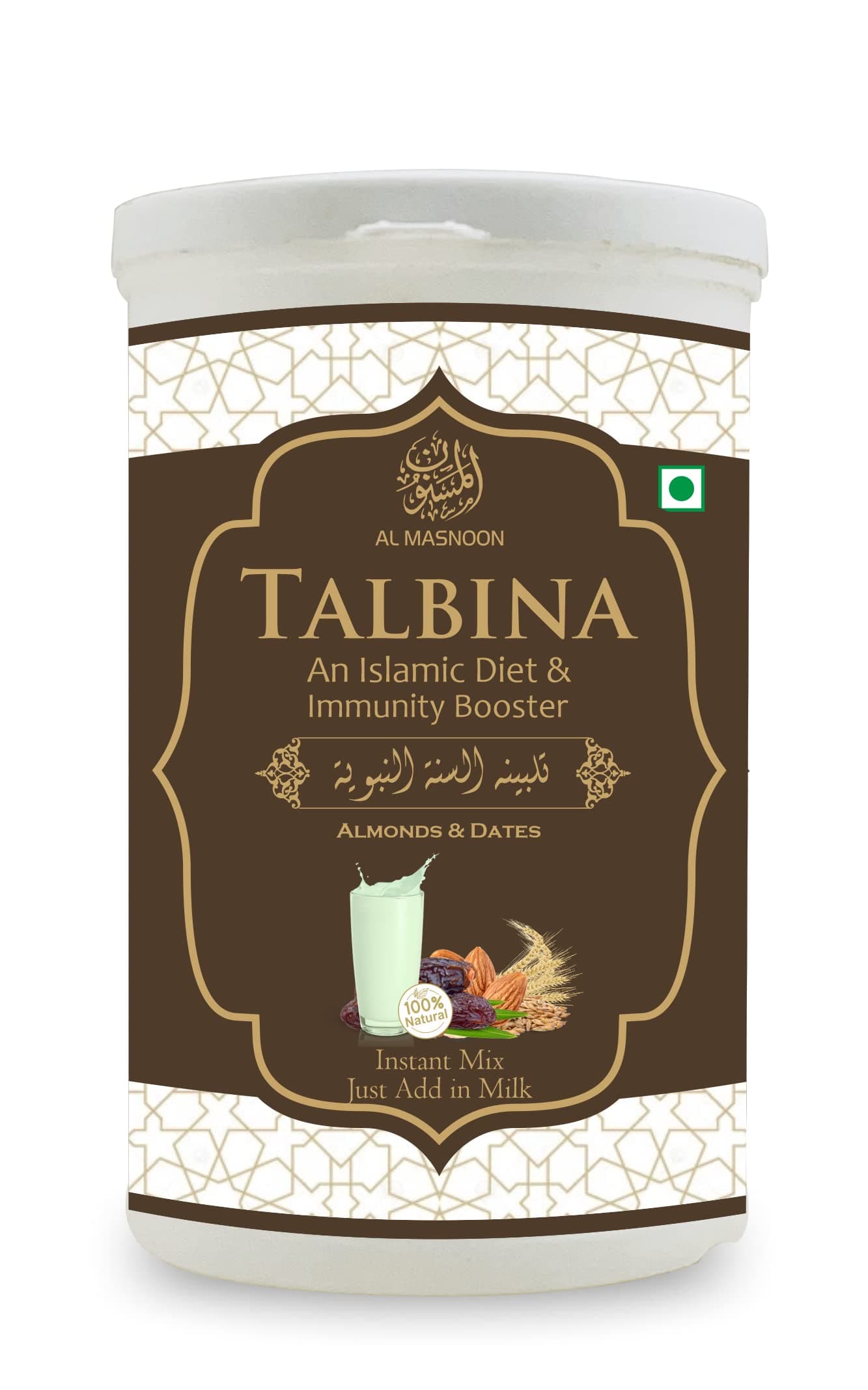 Al Masnoon Talbina with Almond Dates Instant Mix 300g (pack of 2) A Sunnah & Healthy Food for All Age Group