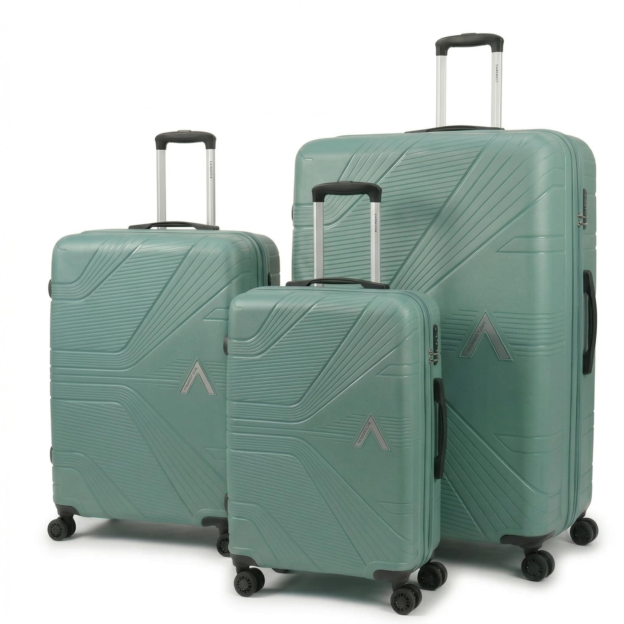 VIP Aristocrat Slay 55, 66 & 75 Cm Polyproplyene Hard-Sided 8 Wheels Spinner Luggage Set of 3 Trolley Bags for Travel with Combination Lock| 3 Years Warranty (Pista Green)