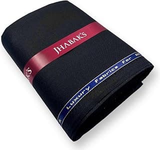 JHABAK'S JHABAK'S Unstitched Premium Viscose Rayon Solid Trouser Fabric - 1.30 Meters (Jet Black)