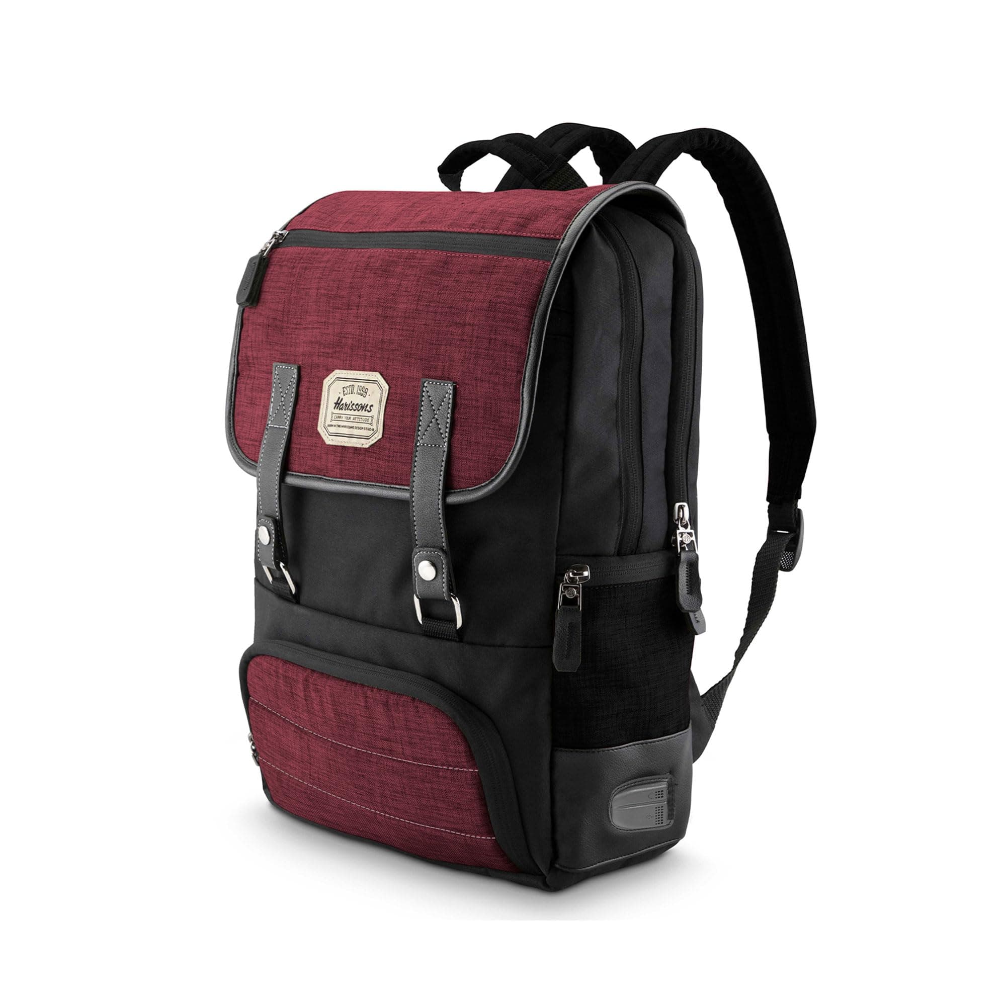 HARISSONS Dexter Vintage Vegan Leather Laptop Backpack | 25L | Fits 14” Laptop | USB Port, Gadget Organizer, Slim Build with Top Flap Closure | Work, College & Daily Use