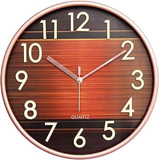 Amazon Brand- Solimo 12-Inch Analog Wall Clock – Regal Copper Design, Premium Embossed Frame with 3D Numbers, Silent Movement