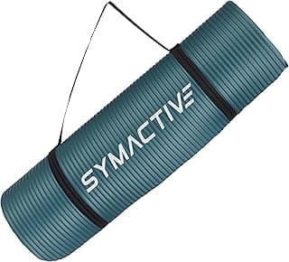 Amazon Brand - Symactive 13mm Extra Thick NBR Yoga Mat with Carrying Strap, Yoga Mat for Women & Men for Workout, Yoga and Fitness (Steel Grey)