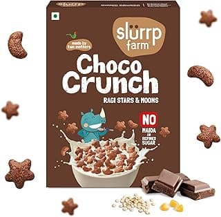 Slurrp Farm Choco Crunch Chocolate Cereal | No Maida, No Refined Sugar, No Added Colour | Ragi Stars and Moons | Healthy Breakfast for Kids | 300 g