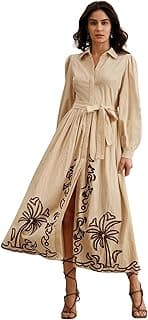 SMOWKLY Cotton Blend Women's Casual Dress Mid-Length Maxi Dress for Woman ||Stylish Frocks for Women ||One Piece Dress for Women || Long Midi Dress for Woman || Party & Beach Wear