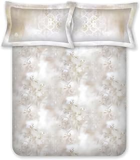 Bombay Dyeing King Size Bedsheets Cotton - 250 Thread Count and Premium Cotton Luxery Collection and Vibrant Digital Prints - with 2 Pillow Covers (Cream)