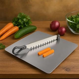 Cut N Chop Premium Vegetable Cutter with Chopping Board | Stainless Steel Multi-Blade Salad & Herb Chopper | Rustproof Kitchen Slicer
