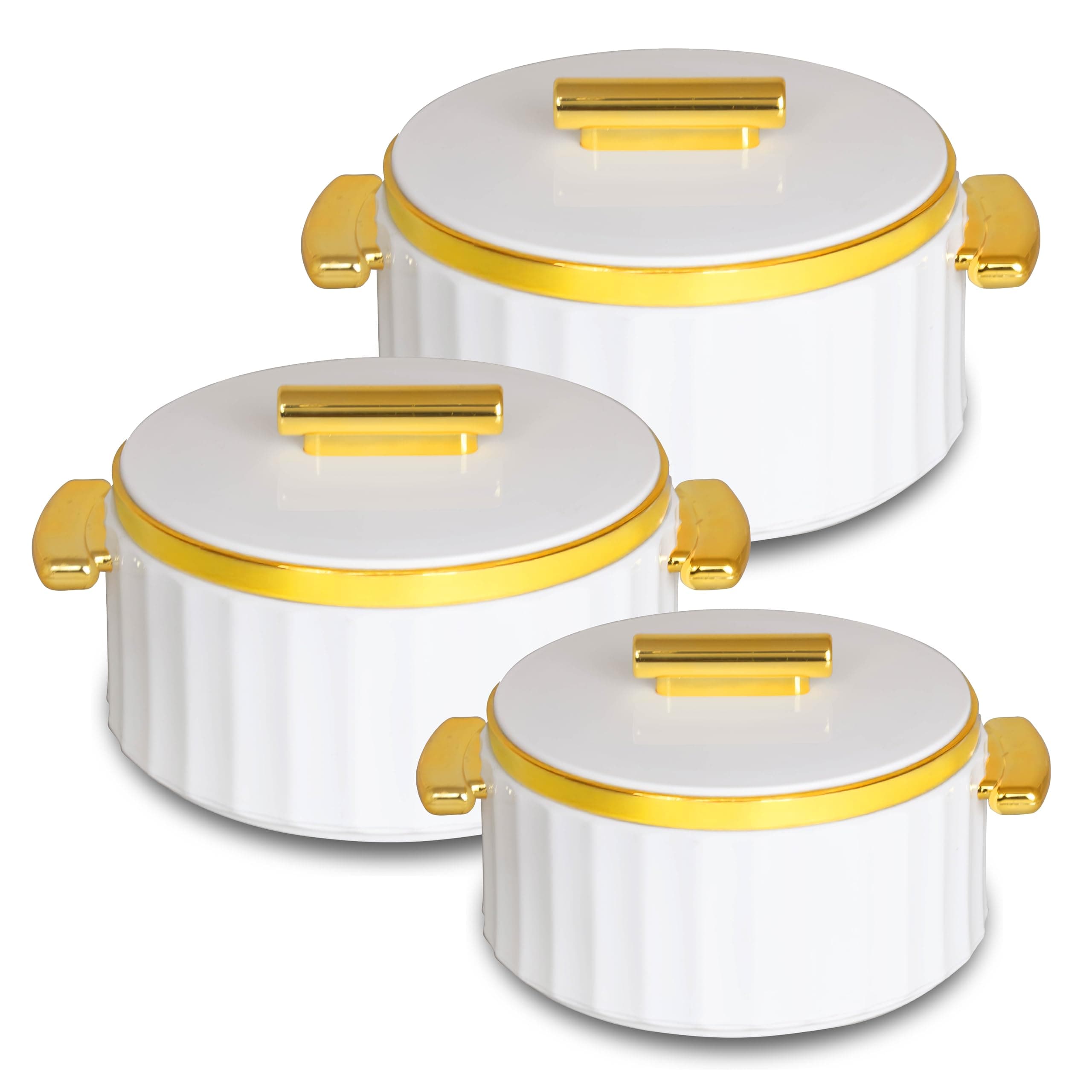 Selvel Camry Insulated Casserole Set of 3 with Stainless Steel Inner, Hot Box for Roti, Chapati, Biryani, Keeps Food Hot & Fresh for 6 Hours, BPA-Free, Housewarming & Wedding Gift, White