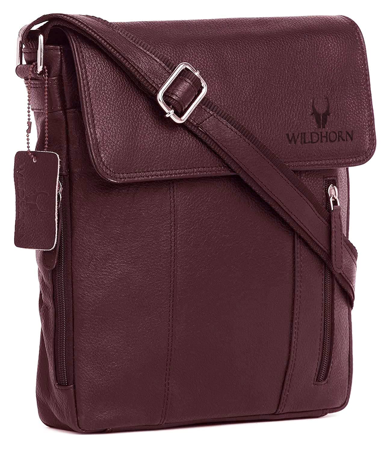 WildHorn Genuine Leather Sling Bag for Men | Stylish, Spacious & Built to Last | Adjustable Strap | 1-Year Warranty