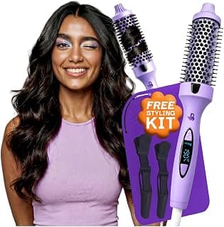 BOMBAE Thermal Blowout Round Brush | 72H Styling Hold | Pro Blowout Styler | Volumiser, Straightener & Curler | 5 Heat Settings (130–210°C) | Ceramic Barrel | Digital LED | Hairplay
