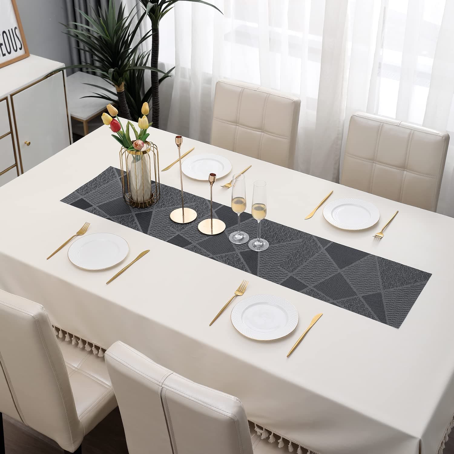HOKIPO PVC Table Runner 30x135 cm (AR4117) Abstract Black