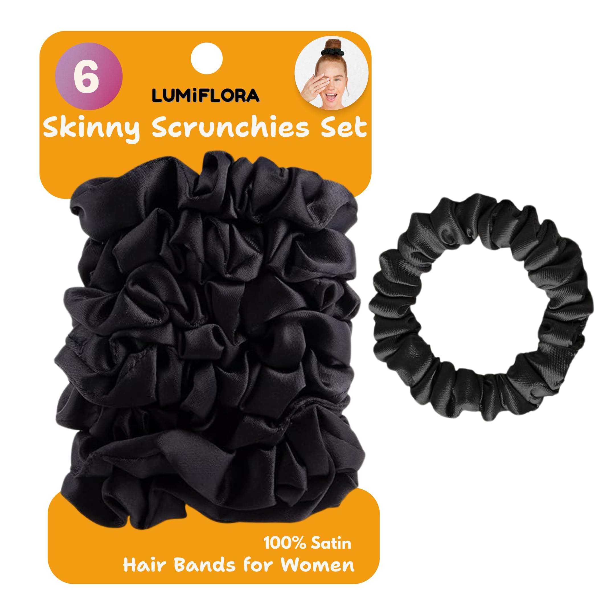 Lumiflora Satin Scrunchies 6 Pack – Skinny Hair Ties