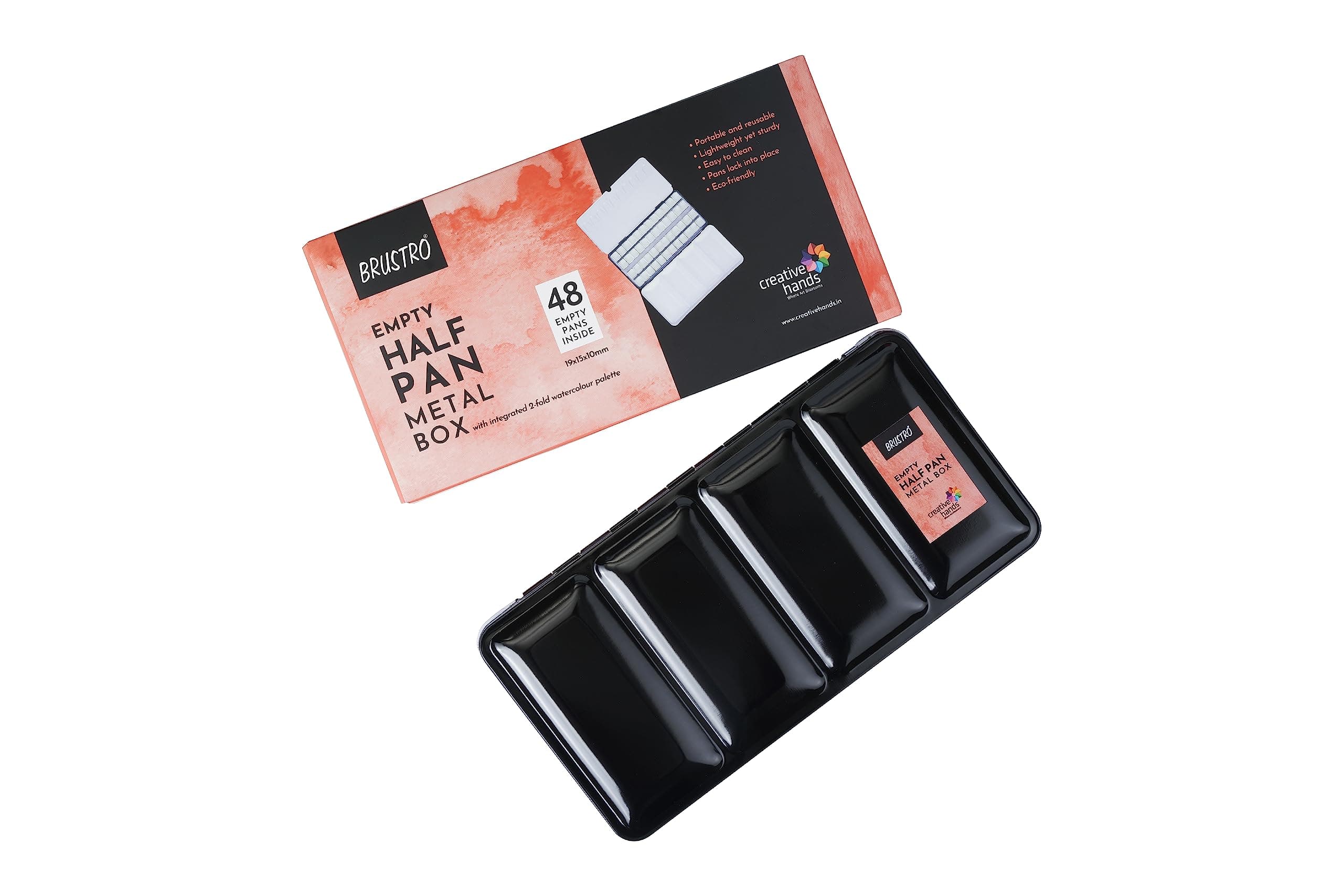 Brustro Empty Watercolour 48 Half Pan Metal Box (Pans Included)