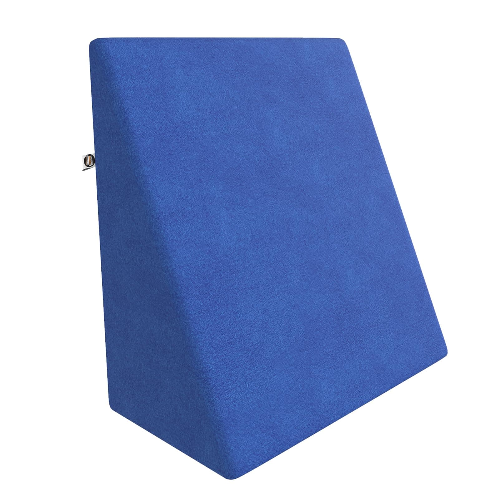 CareFoam Memory Foam Wedge Pillow for Bed | 2 Years Warranty | Orthopedic Bed Wedge Cushion for Back Support, Acid Reflux, GERD, Snoring & Leg Elevation|20 x 20 x 7 Inch|Blue Velvet