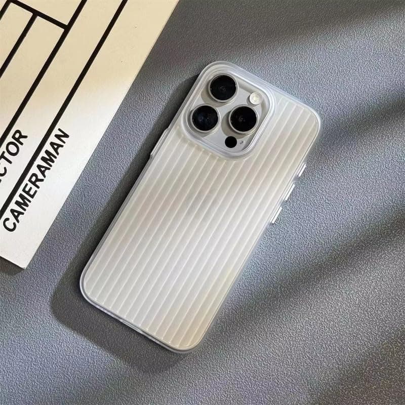 Case Creation Matte Finish Clear Stripes Back Case for iPhone 15 Pro Max | Super Sleek Frosted Lining Anti-Slip, Camera Protection Hard Back Cover for Apple iPhone 15 Pro Max (PC & TPU, Translucent)