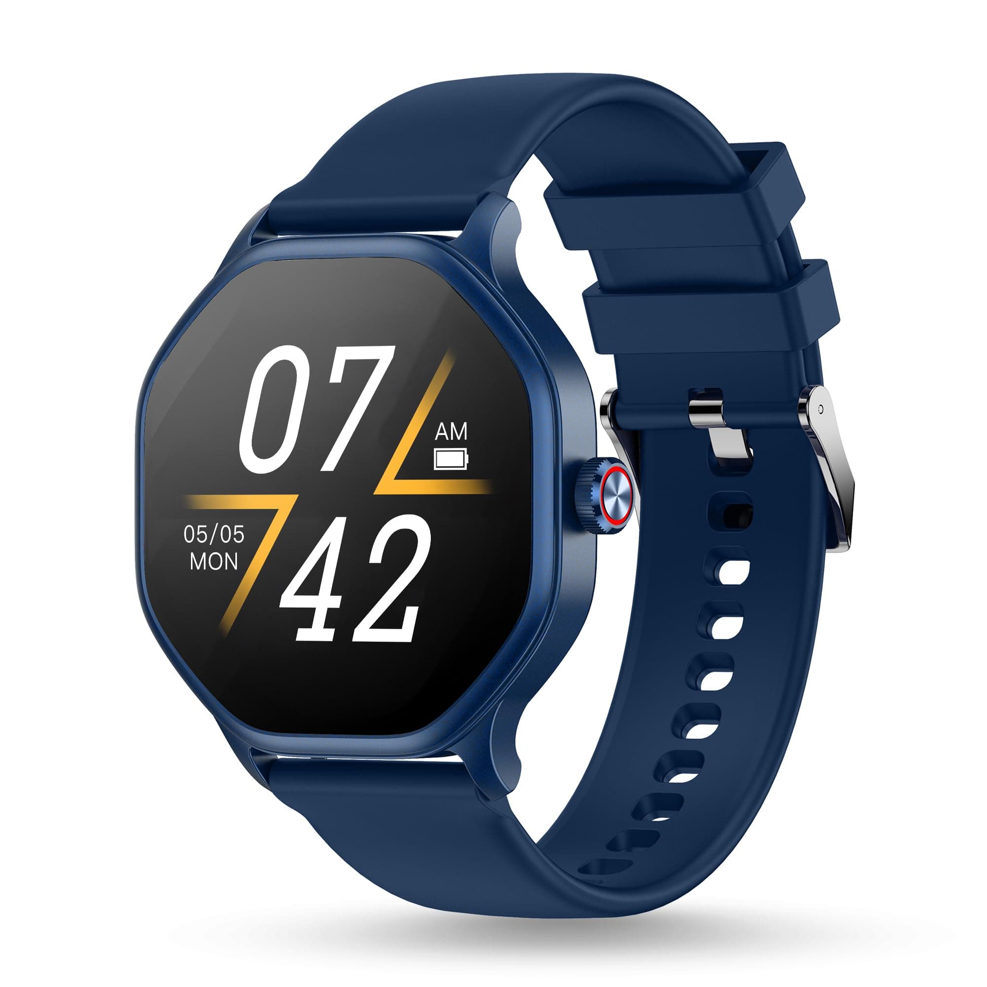Pebble Hive Octa Display Smartwatch | BT Calling | Functional Rotating Crown | Multi Sports Modes | Sleep Monitoring | Health Suite | Customizable Watch Faces | in-Built Games & World Clock - Blue