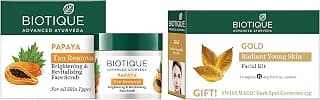 Biotique Bio Gold Radiance Facial Kit, 65 g And Biotique Bio Papaya Revitalizing Tan Removal Scrub, 75g