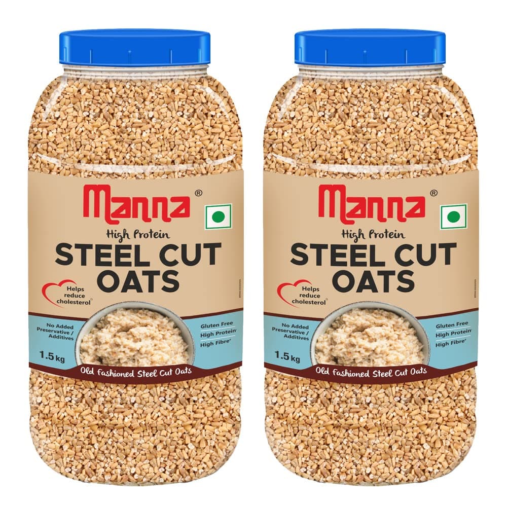 Manna Steel Cut Oats 3kg | Gluten Free | Diabetic Friendly | High Protein & Fibre 3kg (Pack of 2)